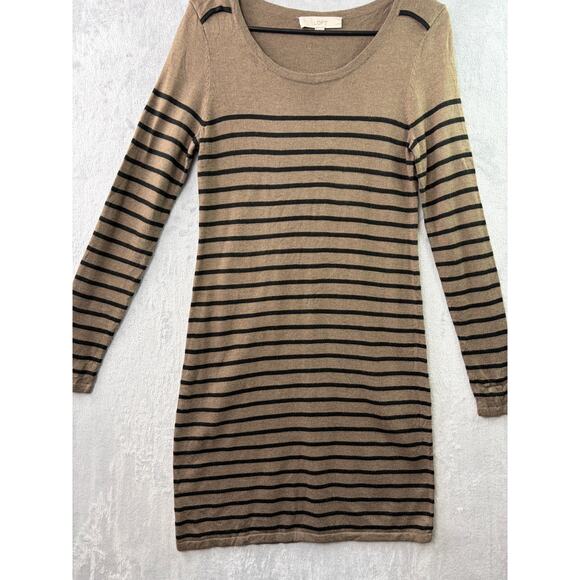 Ann Taylor LOFT Brown & Black Stripe Sweater Dress – Size S - Picture 6 of 6